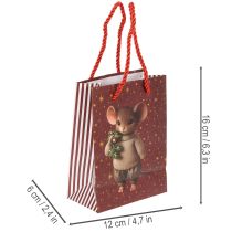 Article Sachet cadeau Noël avec motifs de souris 16 cm, lot de 2