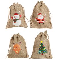 Article Sac cadeau Sachet pour Noël Aspect jute 10×13cm 8pcs