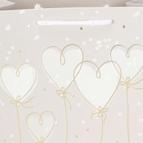Article Sac cadeau « Just Married » avec poignées beige 18×10×23cm 2pcs