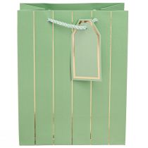 Article Sac cadeau vert clair rayures dorées 18×10×23cm 1 pce