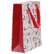 Article Sachet cadeau de Noël avec anses rouge et blanc 24×18×8 cm (lot de 4)
