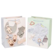 Article Sac cadeau pour bébé garçon - Idéal pour les cadeaux de naissance - 23 cm - Lot de 2