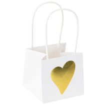 Article Sacs cadeaux avec poignées papier doré blanc 8,5×8,5×8cm 12 pcs