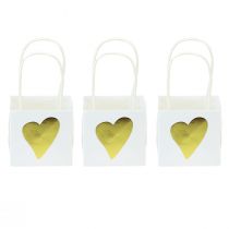 Article Sacs cadeaux avec poignées papier doré blanc 8,5×8,5×8cm 12 pcs