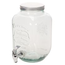 Article Distributeur de Boissons en Verre avec Robinet et 4 Verres Recyclés H25,5cm