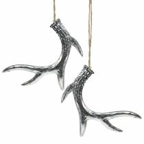 Article Bois Décoration à accrocher argent antique 12cm x 11cm 4pcs