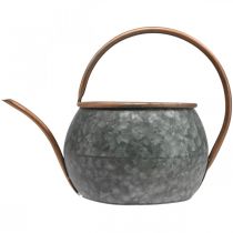 Article Arrosoir décoratif en métal, style champêtre vintage, décoration de jardin, pour les plantations, cuivre argenté, L 41 cm Ø 26 cm H 30 cm