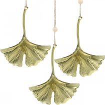 Article Pendentif feuille de Ginkgo, décoration de l&#39;Avent, décoration en métal pour l&#39;automne Doré L12cm 12 pcs