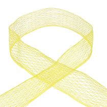 Article Ruban filet, ruban quadrillé, ruban décoratif, jaune, renforcé de fils, 50 mm, 10 m