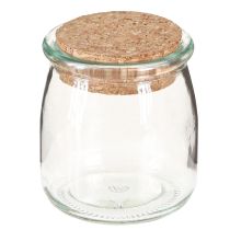 Article Décoration en Verre avec Liège Vintage Transparent Naturel Ø7cm H8cm 6 pcs