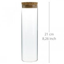 Verre avec couvercle en liège Cylindre en verre avec liège transparent Ø6cm H21cm