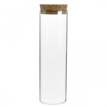 Verre avec couvercle en liège Cylindre en verre avec bouchon Clair Ø6cm H21cm