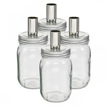 Article Verre décoratif avec bougeoir décoration bougie Ø8cm H17.5cm 4 pièces