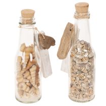 Article Set de 2 bouteilles en verre décoratives avec coquillages et bouchon en liège 17 cm