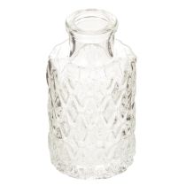 Article Mini vase en verre transparent avec motif losanges – Set de 6 – Hauteur 9 cm