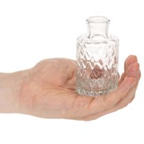 Article Set de 6 mini vases en verre transparent avec motif losanges 9 cm