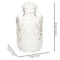 Article Set de 6 mini vases en verre transparent avec motif losanges 9 cm