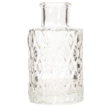 Article Set de 6 mini vases en verre transparent avec motif losanges 9 cm
