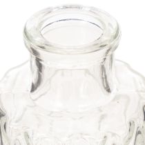 Article Set de 6 mini vases en verre transparent avec motif losanges 9 cm
