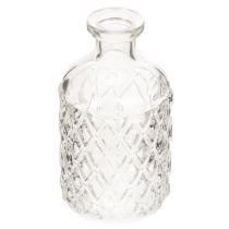 Article Lot de 6 vases en verre transparent à motif losange - Hauteur 13 cm