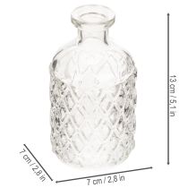 Article Lot de 6 petites vases en verre transparent avec motif géométrique 13 cm
