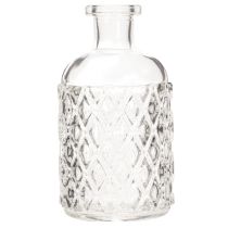 Article Lot de 6 petites vases en verre transparent avec motif géométrique 13 cm