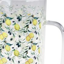 Article Pichet en verre citrons et olives pichet décoratif verre H17cm