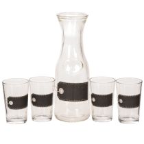 Article Carafe en verre 27 cm avec 4 verres 11 cm et étiquettes ardoise