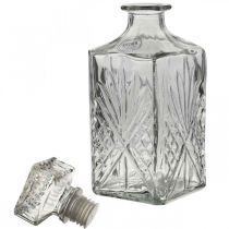 Carafe en verre, bouteille en verre avec bouchon, carafe en verre H24cm