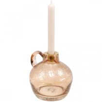 Chandelier Bougie en Verre Marron Clair Pichet Décoratif H15.5cm
