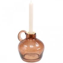 Bougeoir tige de verre bougie marron pichet décoratif en verre H15,5cm
