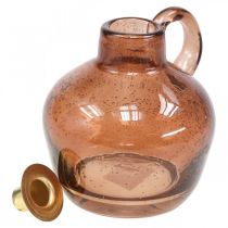 Article Bougeoir tige de verre bougie marron pichet décoratif en verre H15,5cm