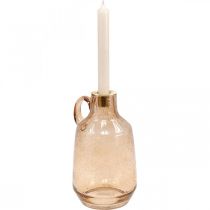 Bougeoir Bougie Verre Marron Clair Verre Deco H22cm