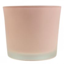 Article Pot de fleurs en verre rose Ø14,5cm H12,5cm