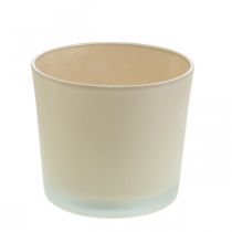 Pot de fleur en verre jardinière beige pot en verre Ø14,5cm H12,5cm