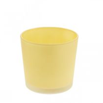 Cache-pot en verre pot en verre décoratif jaune Ø11.5cm H11cm