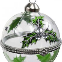 Article Boules de Noël en verre transparent à remplir avec motif houx Ø6cm - Lot de 2