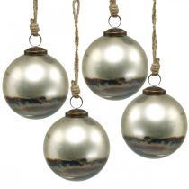 Boules de Noël boule en verre bicolore bleu, métallisé Ø9.5cm 4pcs