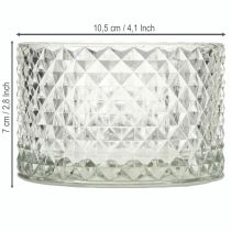 Article Bougeoir en verre style rétro diamant transparent Ø10,5 cm 2 pièces