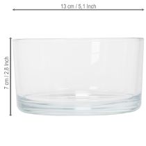 Article Bol en verre transparent, petit bol idéal pour divers objets décoratifs en verre, fleurs, plantes grasses et bougies, 13 cm