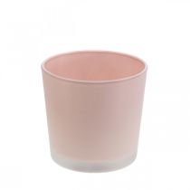 Cache-pot jardinière en verre pot en verre rose Ø11.5cm H11cm