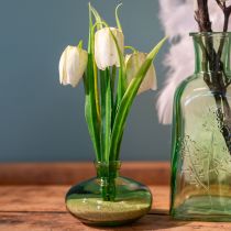 Article Vase en verre bulbeux vert mini vases verre Ø9cm H6cm 6 pcs