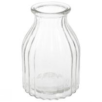 Article Vase en verre vase rainures verre décoratif clair Ø12cm H18cm 2pcs