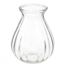 Article Vase en verre vase bulbeux à rainures clair Ø11cm H14cm 2pcs