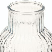 Article Vase à fleurs en verre bleu avec rainures Ø13,5cm H20cm