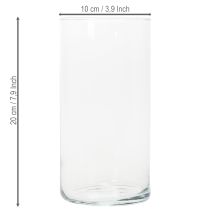 Article Vase en verre cylindrique transparent 20 cm pour décoration et fleurs