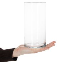 Article Vase en verre cylindrique transparent 20 cm pour décoration et fleurs