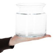 Article Vase en verre transparent, vase décoratif en verre avec rebord, pour bougeoir ou vase à fleurs, 15 cm