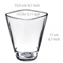 Vase en verre, cache-pot, lanterne transparent H17cm L13cm