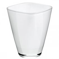 Vase à fleurs, vase en verre, cache-pot blanc H17cm L13cm
